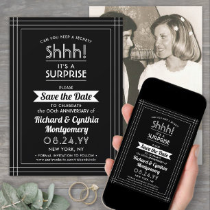 1 Foto Überraschungsparty zum Jubiläum Schwarz und Save The Date