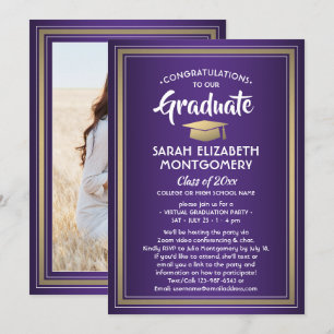1 Foto Virtual Graduation Party Lila Gold White Einladung