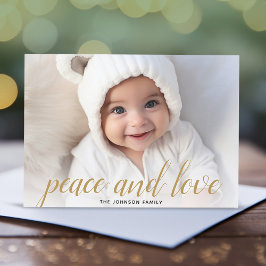 1 Foto Weihnachtsskript Gold Damask Peace Feiertagskarte