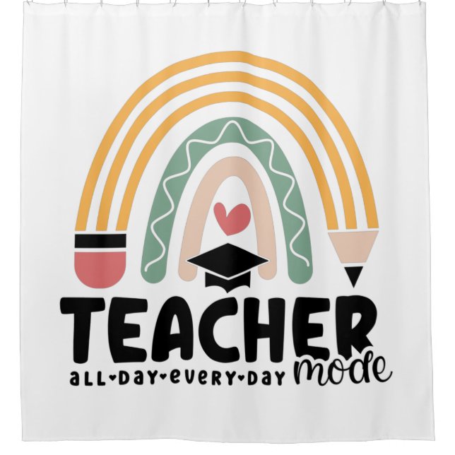 1- Funny Teacher Mode Teaching Geschenk für Lehrer Duschvorhang (Vorderseite)