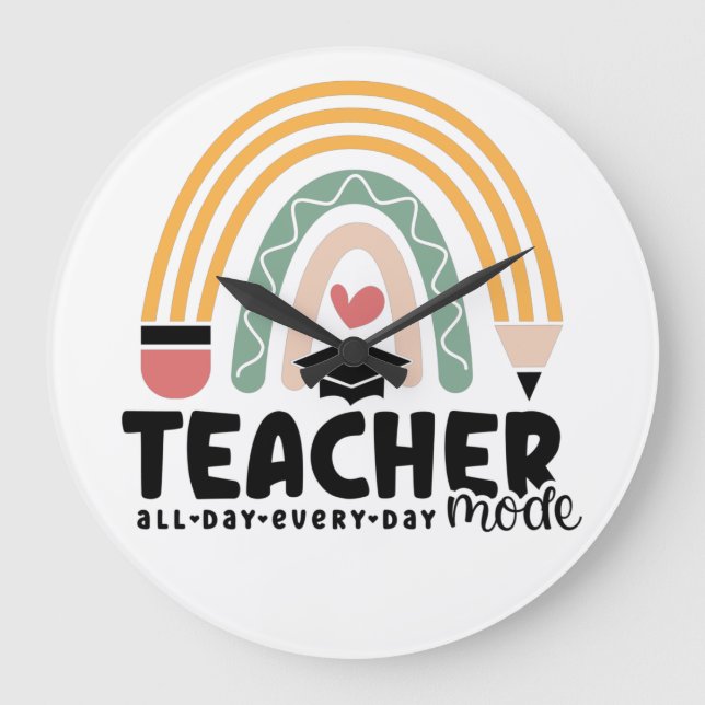 1- Funny Teacher Mode Teaching Geschenk für Lehrer Große Wanduhr (Vorderseite)