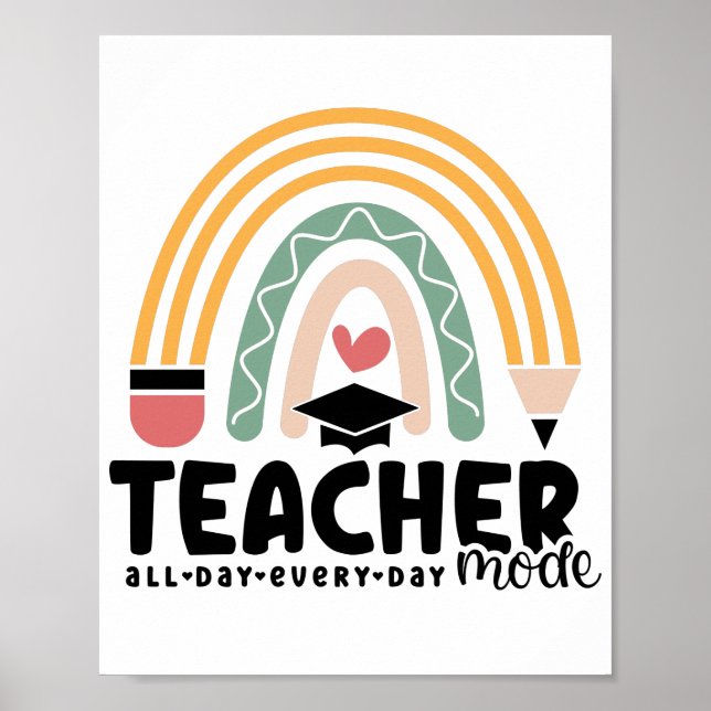 1- Funny Teacher Mode Teaching Geschenk für Lehrer Poster (Vorne)