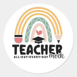 1- Funny Teacher Mode Teaching Geschenk für Lehrer Runder Aufkleber