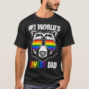 1 Gayest Vater Funny Bear Face LGBT Pride Ra T-Shirt