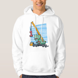 1. Geburtstag 1 Jahr Mobilkran Dinosaurier Hoodie