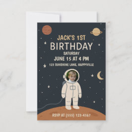 1. Geburtstag Astronautenraketenschiff Foto Einladung
