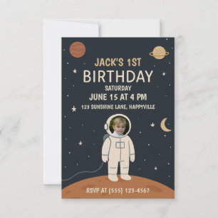1. Geburtstag Astronautenraketenschiff Foto Einladung