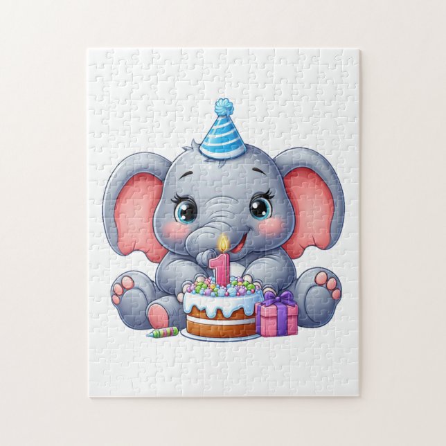 1. Geburtstag Baby Elefant (Vertikal)