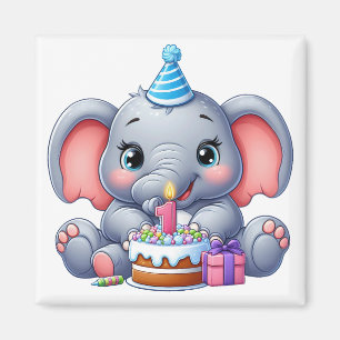 1. Geburtstag Baby Elefant Magnet