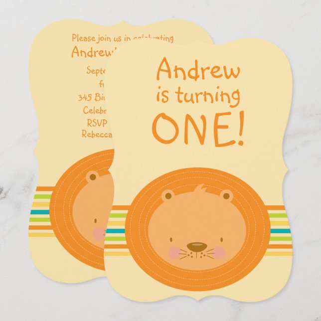 1. Geburtstag Baby Lion Party Einladung (Vorne/Hinten)