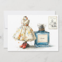 1. Geburtstag Blue Floral Parfüm Thema Einladung