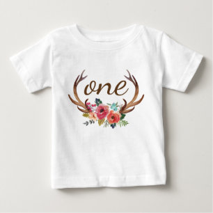1. Geburtstag Blumenhorn Personalisiert-10 Baby T-shirt