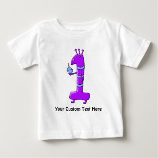 1. Geburtstag. Cartoon im Purpur Baby T-shirt
