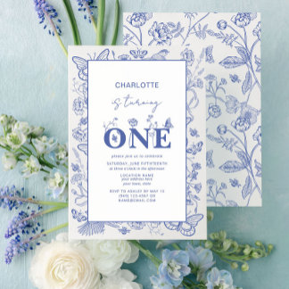 1. Geburtstag Chinoiserie Blue macht einen Einladung