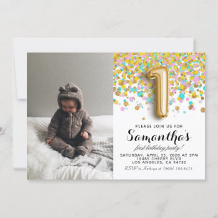 1. Geburtstag Confetti Portrait Einladung