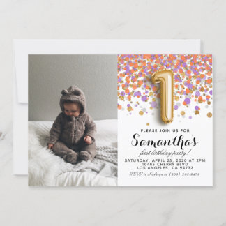 1. Geburtstag Confetti Portrait Einladung