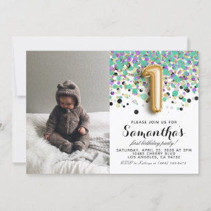 1. Geburtstag Confetti Portrait Einladung