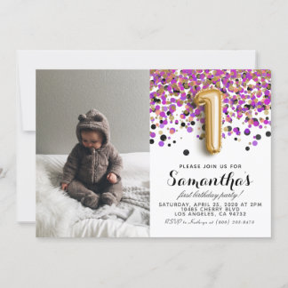 1. Geburtstag Confetti Portrait Einladung