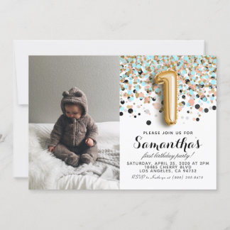 1. Geburtstag Confetti Portrait Einladung
