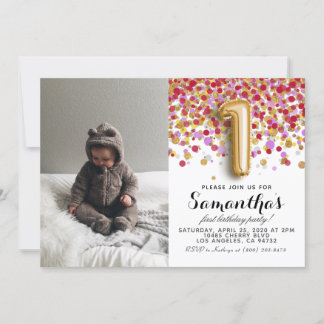 1. Geburtstag Confetti Portrait Einladung