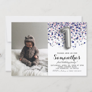 1. Geburtstag Confetti Portrait Einladung