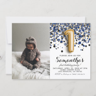 1. Geburtstag Confetti Portrait Einladung