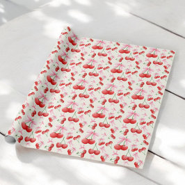 1. Geburtstag Coquette Cherries Bubble Letters Geschenkpapier