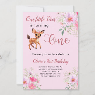 1. Geburtstag Cosmo Pink Floral Einladung