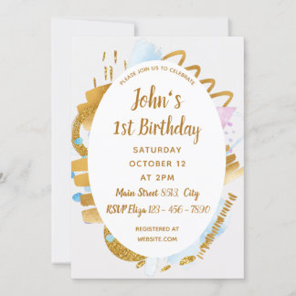 1. Geburtstag - Delikate Goldene Details Einladung