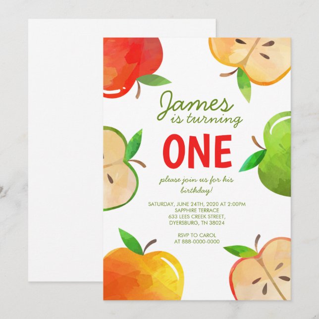 1. Geburtstag der Fun-Birthday Einladung (Vorne/Hinten)