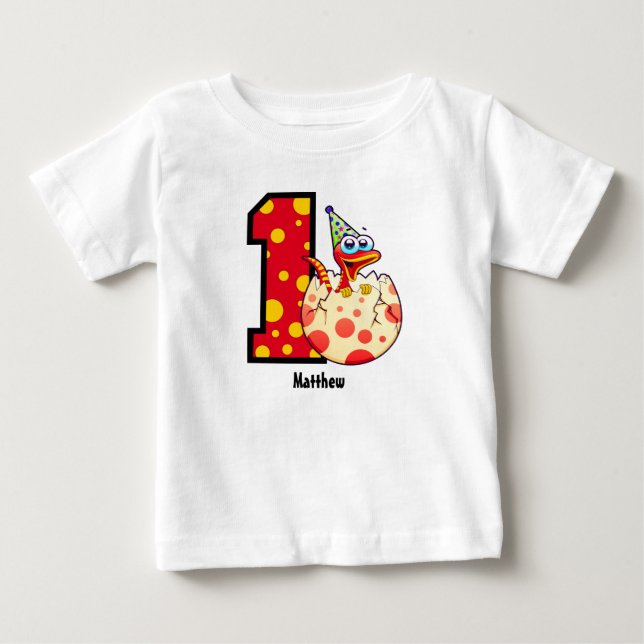 1. Geburtstag Dino Egg Custom Baby T - Shirt (Vorderseite)