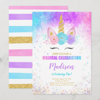 1. Geburtstag Einhorn-Party Einladung