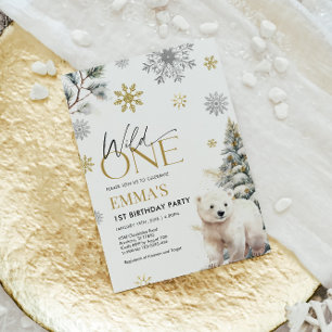 1. Geburtstag Einladungsbär, wild Einladung