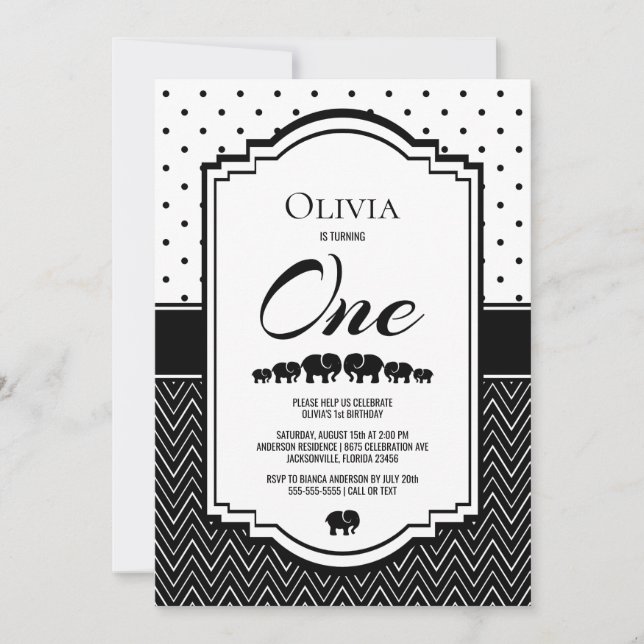 1. Geburtstag-Elefant-Party Einladung (Vorderseite)