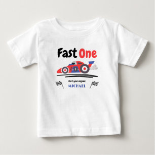 1. Geburtstag Fast One Red Blue Race Car Baby T-shirt