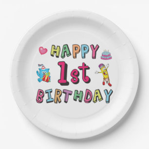 1. Geburtstag für 1 Jahr Kinder B-Tag Pappteller
