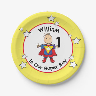 1. Geburtstag für Sim Super Boy Custom Party Plate Pappteller