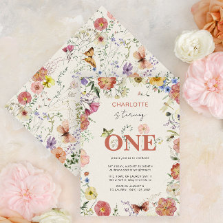 1. Geburtstag gepresste Blume drehen eine Einladung