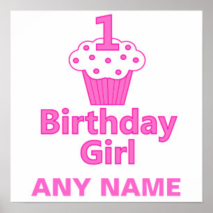 1. Geburtstag Girl Cupcake Design Poster