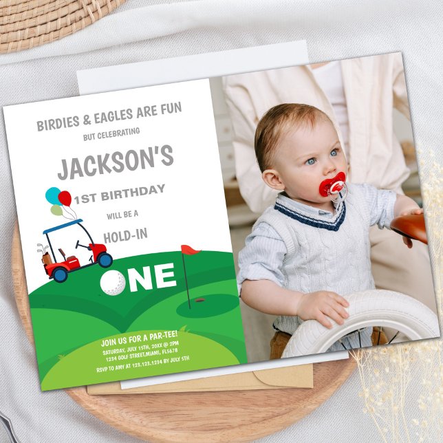 1. Geburtstag Golf Einladung mit Foto (1st Birthday Golf Invitations with photo)