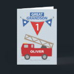 1. Geburtstag Großer Grandson Individuelle Name Fe Karte<br><div class="desc">Ein niedlicher Feuerwehrwagen zoomt, um einem ganz besonderen Urenkel einen sehr glücklichen 10. Geburtstag zu wünschen! Sein Name kann leicht auf der Seite des Feuerwehrwagens angepasst werden. Reds und Blues machen dies zu einer wunderbaren ersten Geburtstagskarte für Ihren Urenkel, und eine, die ein Sake mit seinem personalisierten Namen sein wird!...</div>