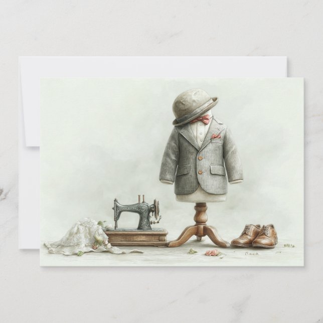 1. Geburtstag Haute Couture Baby Boy & Atelier Einladung (Vorderseite)