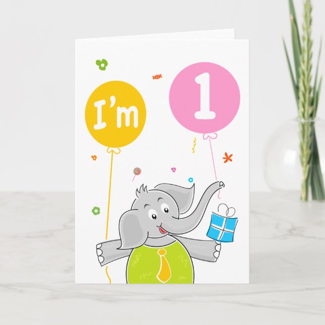 1. Geburtstag ich bin 1 Jahre alt Karte (Vorderseite)