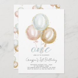 1. Geburtstag Junge One Balloons Einladung