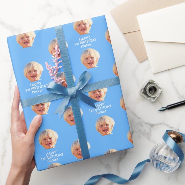 1. Geburtstag Kinder Personalisiertes Foto Geschenkpapier (Schenken)