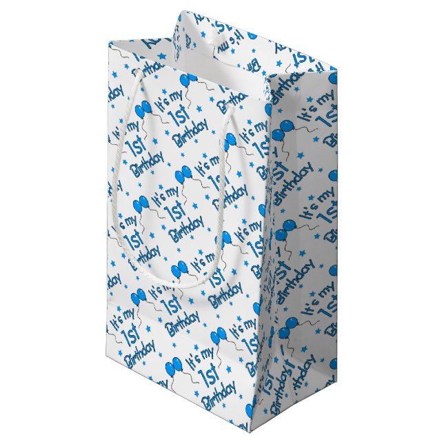 1. Geburtstag Kleine Geschenktüte (Vorderseite Schrägansicht)