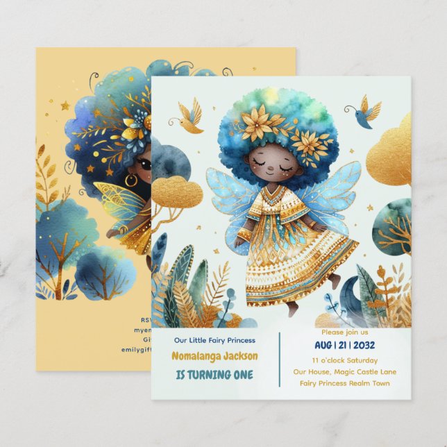 1. Geburtstag Kleine Märchenprinzessin Afrikanisch (Vorne/Hinten)