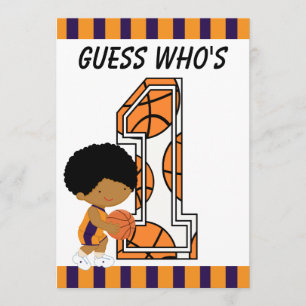 1. Geburtstag Lila & Orange Basketball-Spieler Einladung