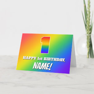 1. Geburtstag: mehrfarbiges Regenbogenmuster # 1 Karte