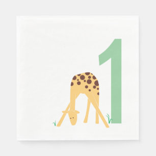 1. Geburtstag Moderne Minimalgelbe Giraffe Serviette